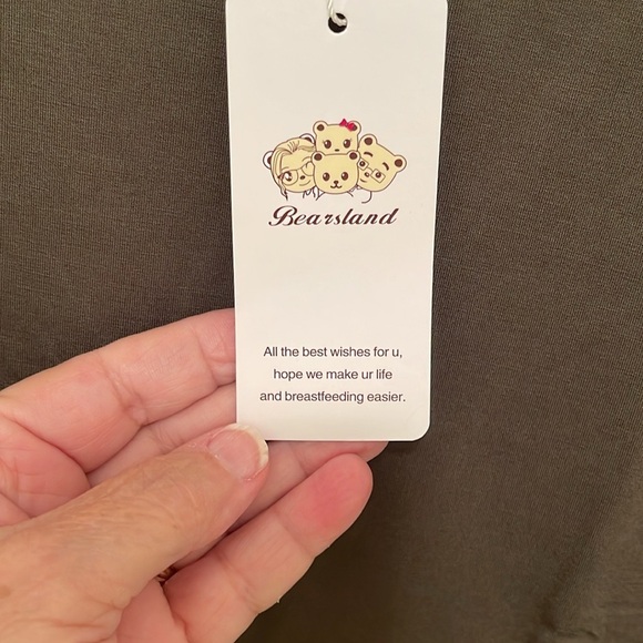 Bearsland NWT Nursing Layered Top Short Sleeve women’s Sz XL‎ DARK GREEN, modal - Picture 6 of 9